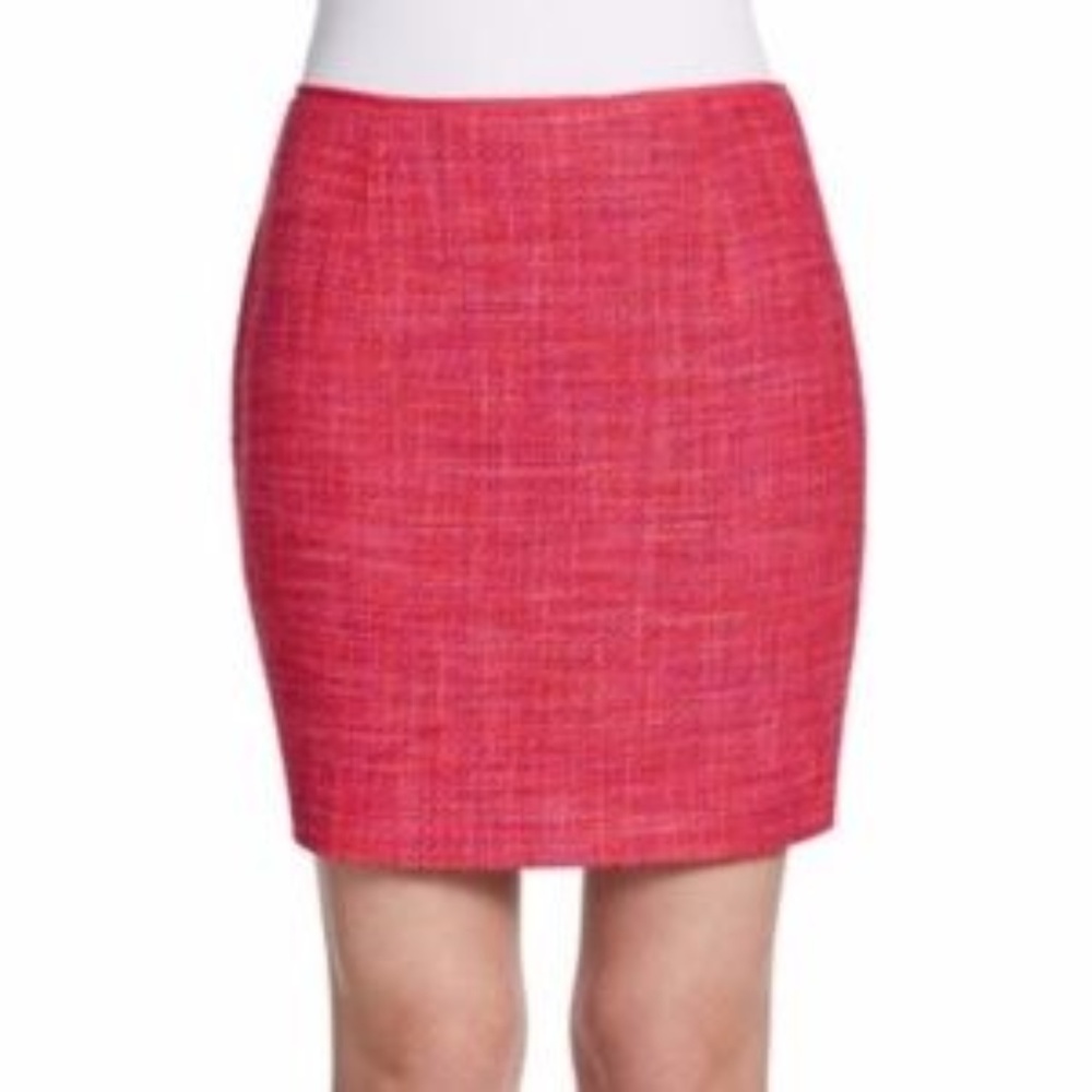 Elie Tahari Alexis bright pink tweed skirt - Picture 2 of 7